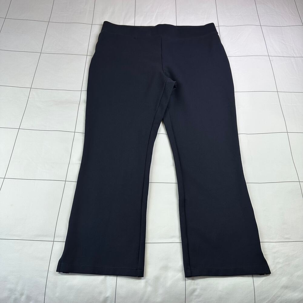 Quince Pants Womens Large Navy Blue Ultra Stretch Ponte Kick Flare Pull On Work - Picture 2 of 9